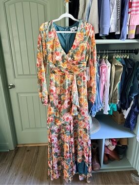 Anthropologie x VICI Olia Floral Chiffon Maxi Dress